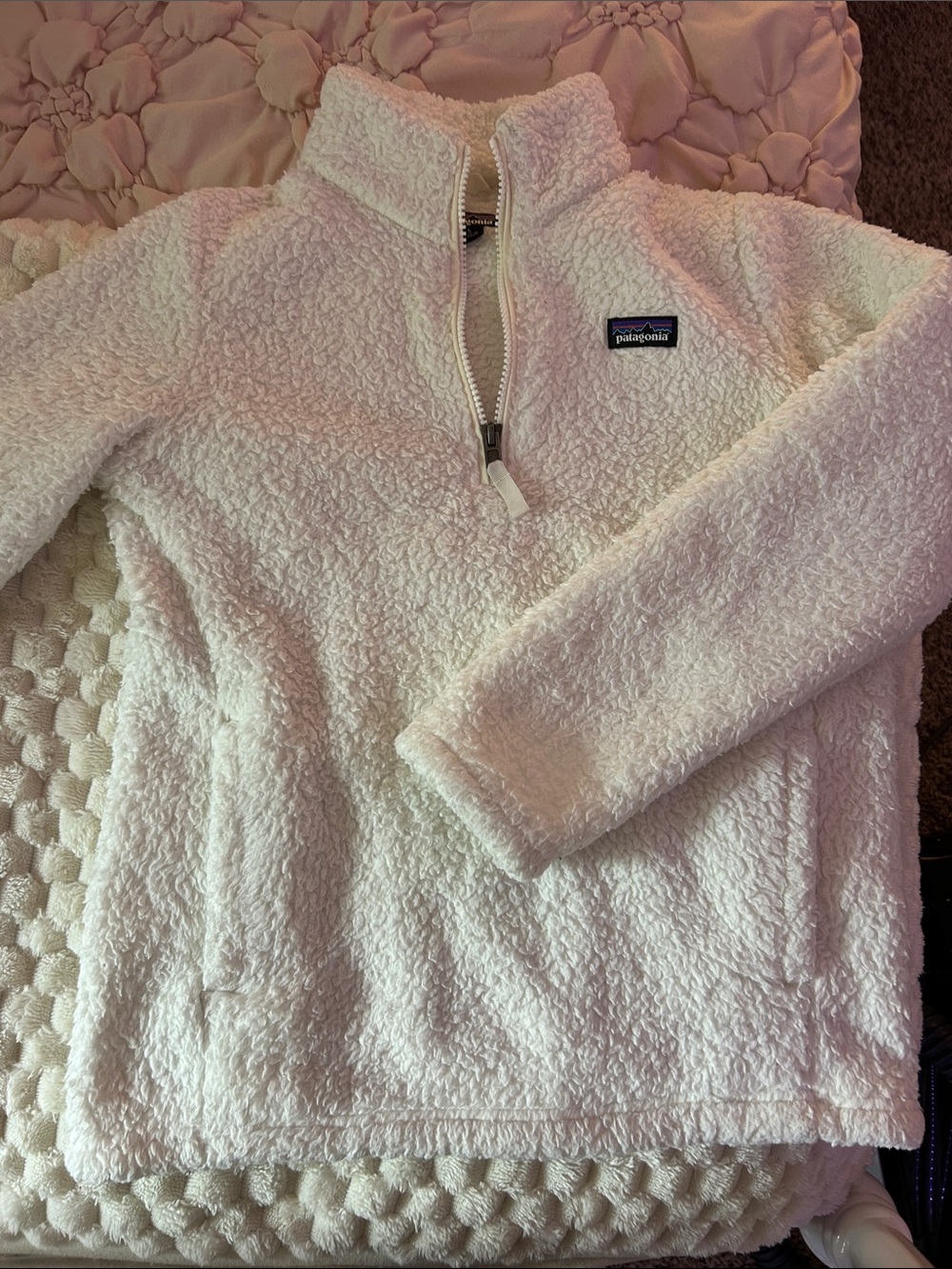 Patagonia Girls Cream Sherpa Half-Zip Pullover